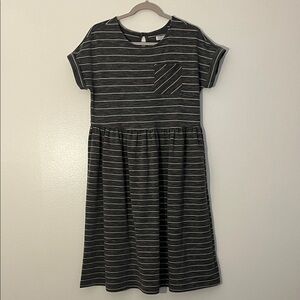 Sweet Salt | Striped Heather gray & white midi dress Women’s size S modest